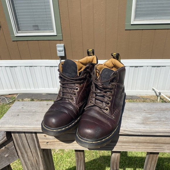 DR DOC MARTENS Mens 7- W 8 11410 AW004 Brown Leather Work Boots AirWair Bounce main image 4